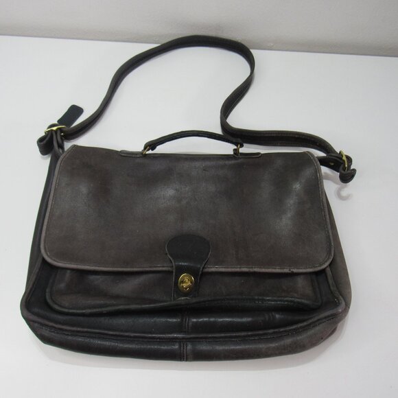 Vtg Coach Metropolitan Briefcase Messenger Laptop Shoulder Bag Blk Leather 5907 - Picture 1 of 16